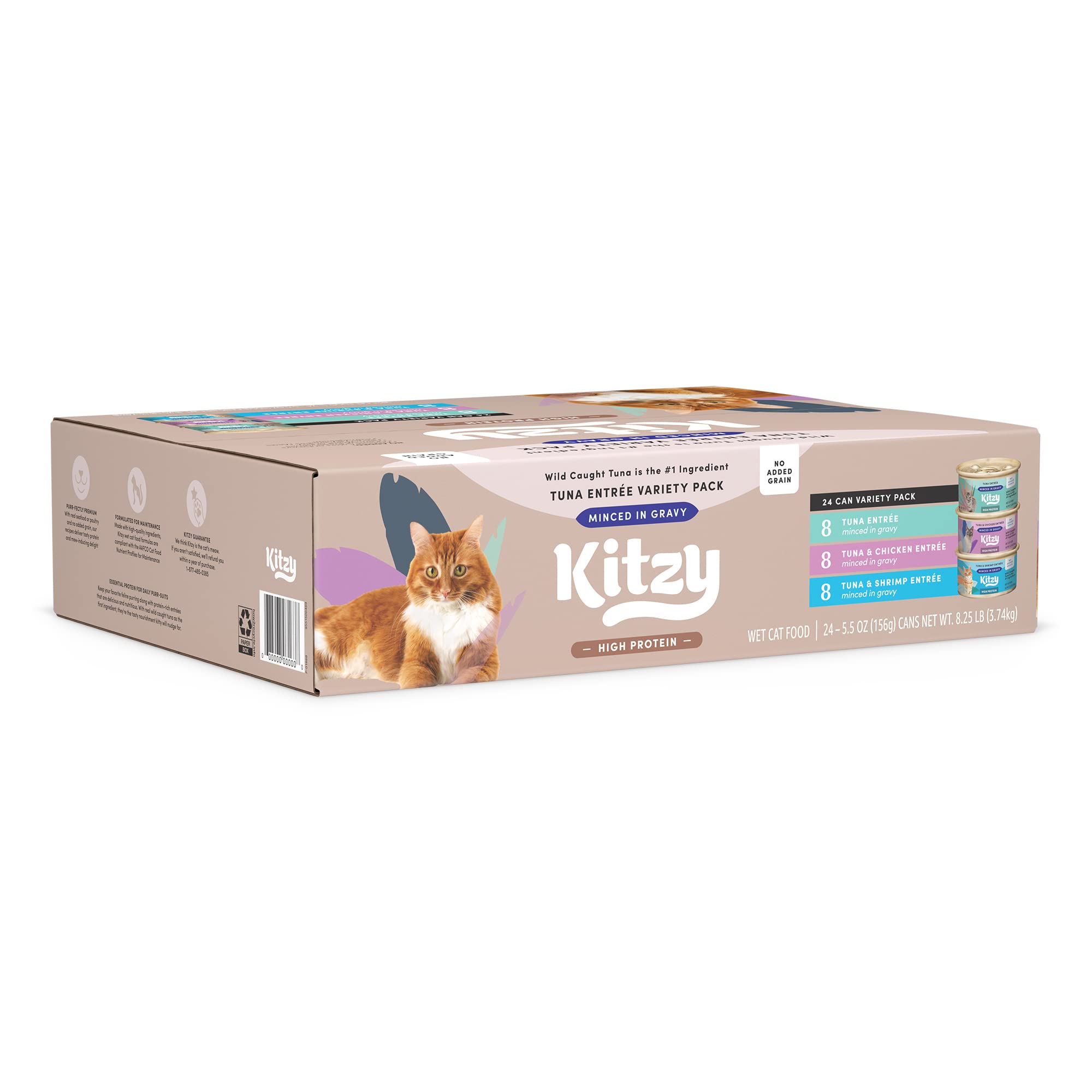 Amazon Brand Kitzy Wet Canned Cat Food High Protein, Grain Free