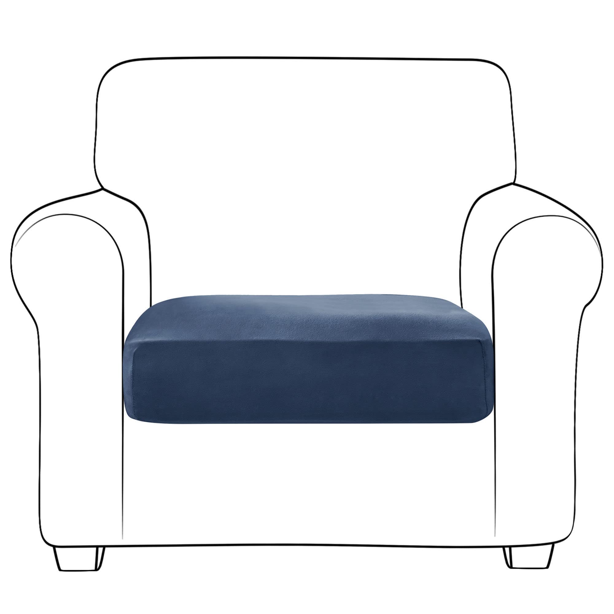 SVFOEBJM Velvet Sofa Seat Cushion Covers, Sofa Cushion Covers Stretch Couch Cushion Cover Soft With Elastic Bottom Sofa Seat Cover For Chair Sofa-Navy-1 seater