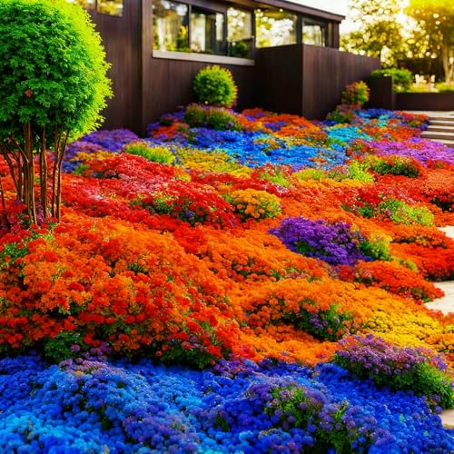 10000+ Stück Thymian, Bodendecker Winterhart Mehrjährig, Roter Kriechender Thymian (Bunt, 1 Tüte)