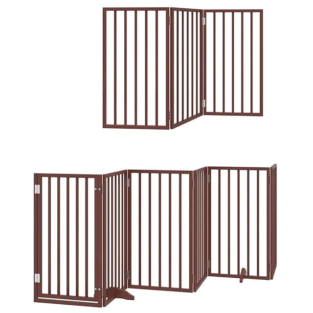 Foto 3 de 8 de vidaXL Puerta de Perros Plegable 12 Paneles Madera álamo marrón 600 cm