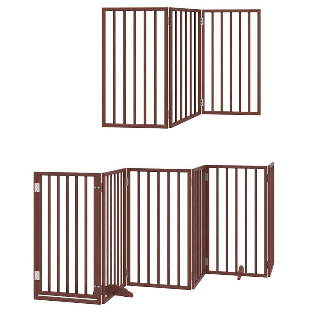 vidaXL Puerta de Perros Plegable 15 Paneles Madera álamo marrón 750 cm