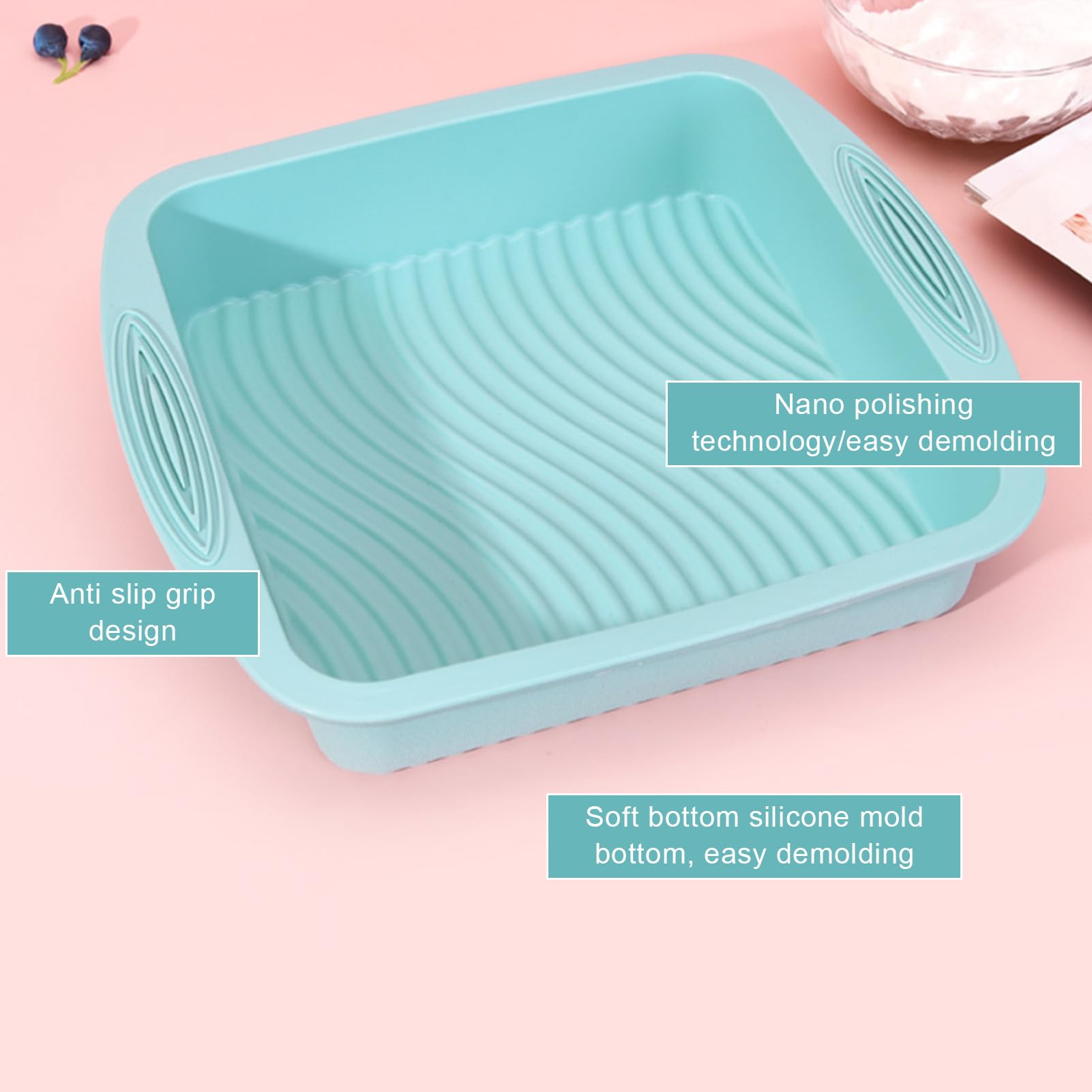Set di 30 teglie da forno per forno, set di stampi da forno in silicone, antiaderenti, teglia per muffin (rosa)