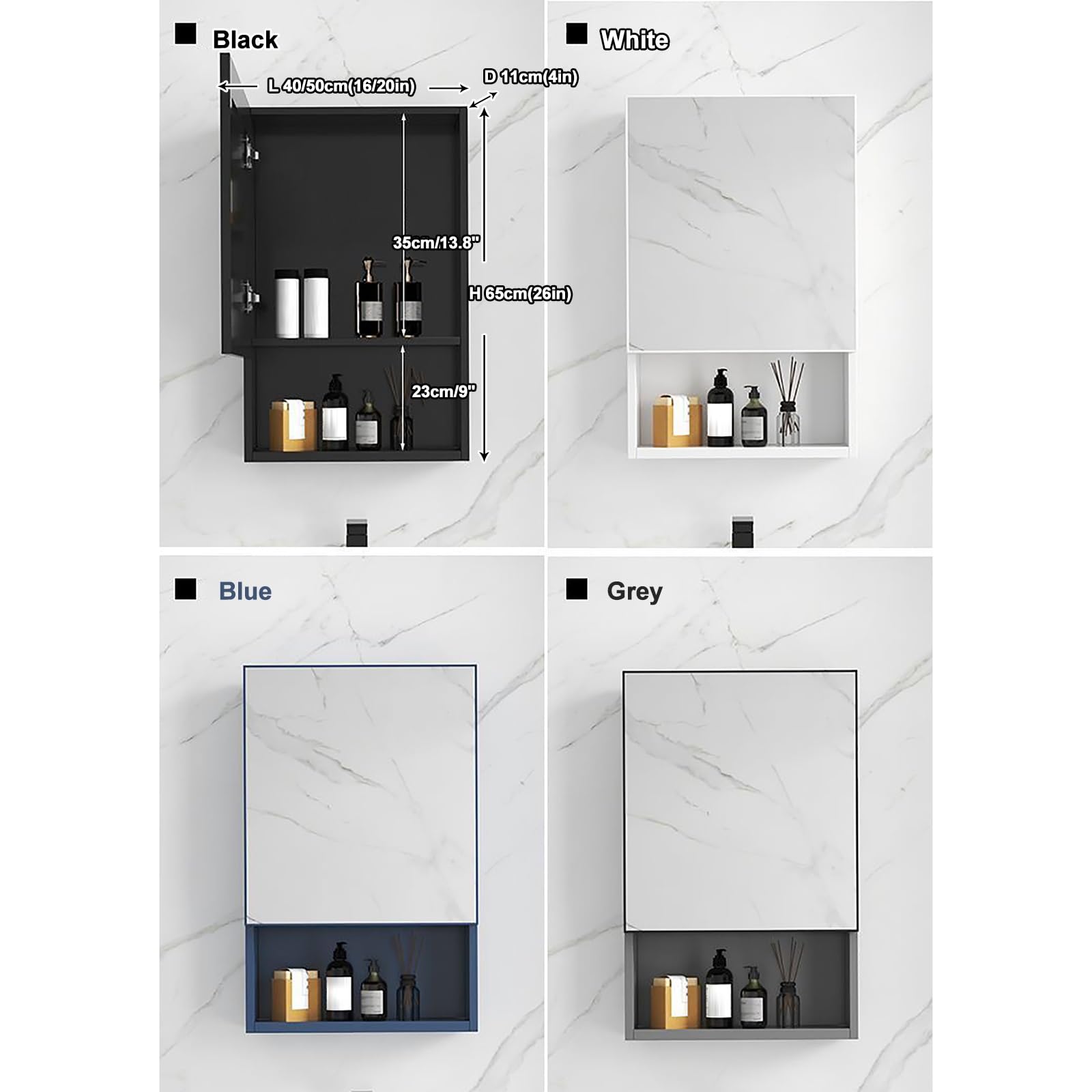 Mobiletto da Bagno Moderno in Lega di Alluminio Grigio con Specchio, Dimensioni 40x11x65 cm - Soluzione salvaspazio per Camera da Letto, Soggiorno e Bagno, dal Design Elegante e Funzionale.