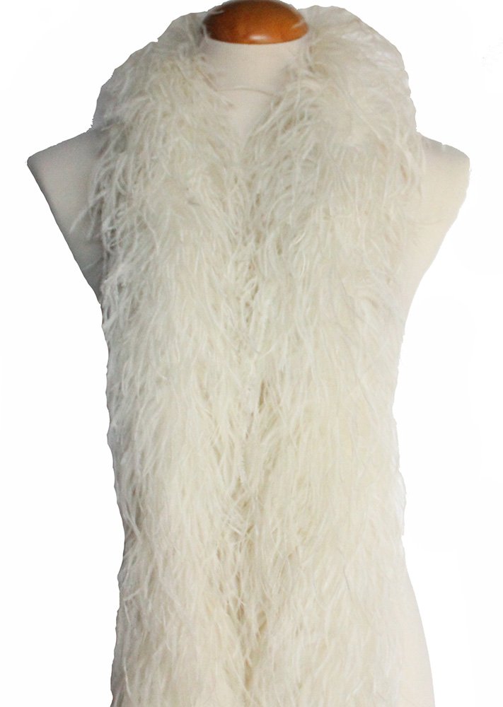 4ply Ostrich Feather Boas, Over 20 Colors to Pick Up (Ivory)
