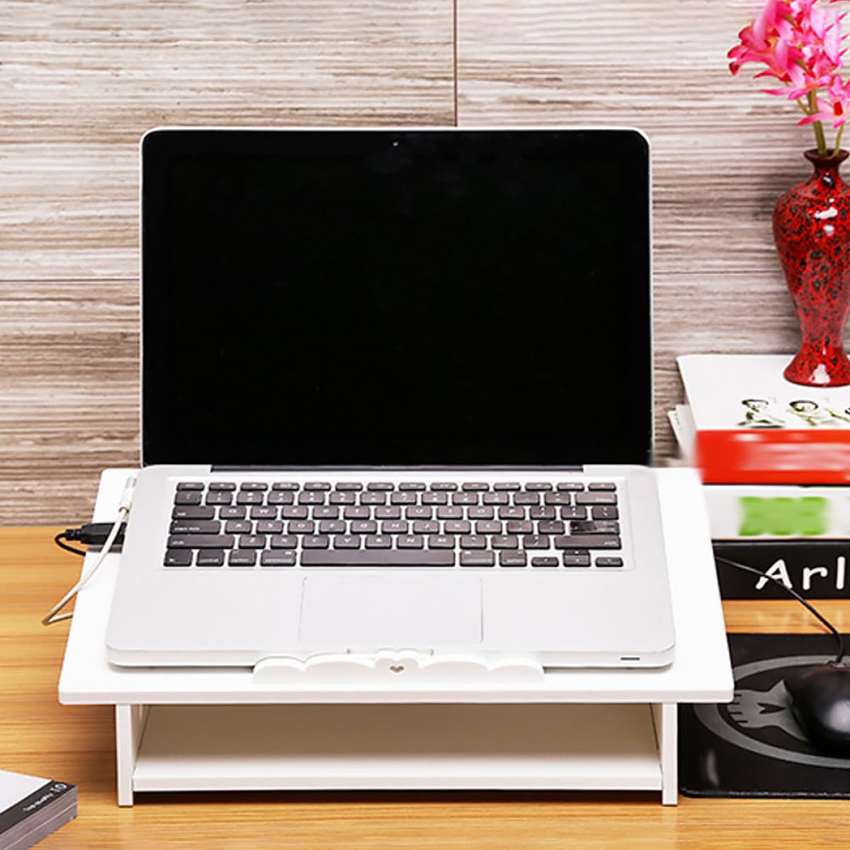 Holibanna 1 Pieza Soporte para Laptop Rack de Enfriamiento Silencioso Organizador de Escritorio para Computadora Portátil Diseño Multi Almacenamiento Compatible con Varios de Laptops