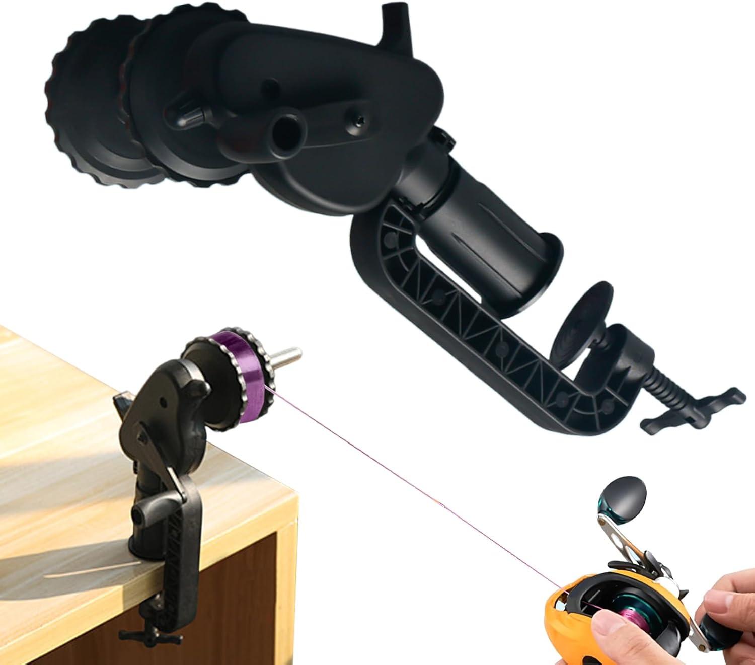 Efficient Line Holder, Manual Fishing Spooler, Spooling Tool with Portable Feature, Comfortable Table Mounted Device for Anglers, Fishing Gear with Sleek Build, Line Organizer for Dad River Sea