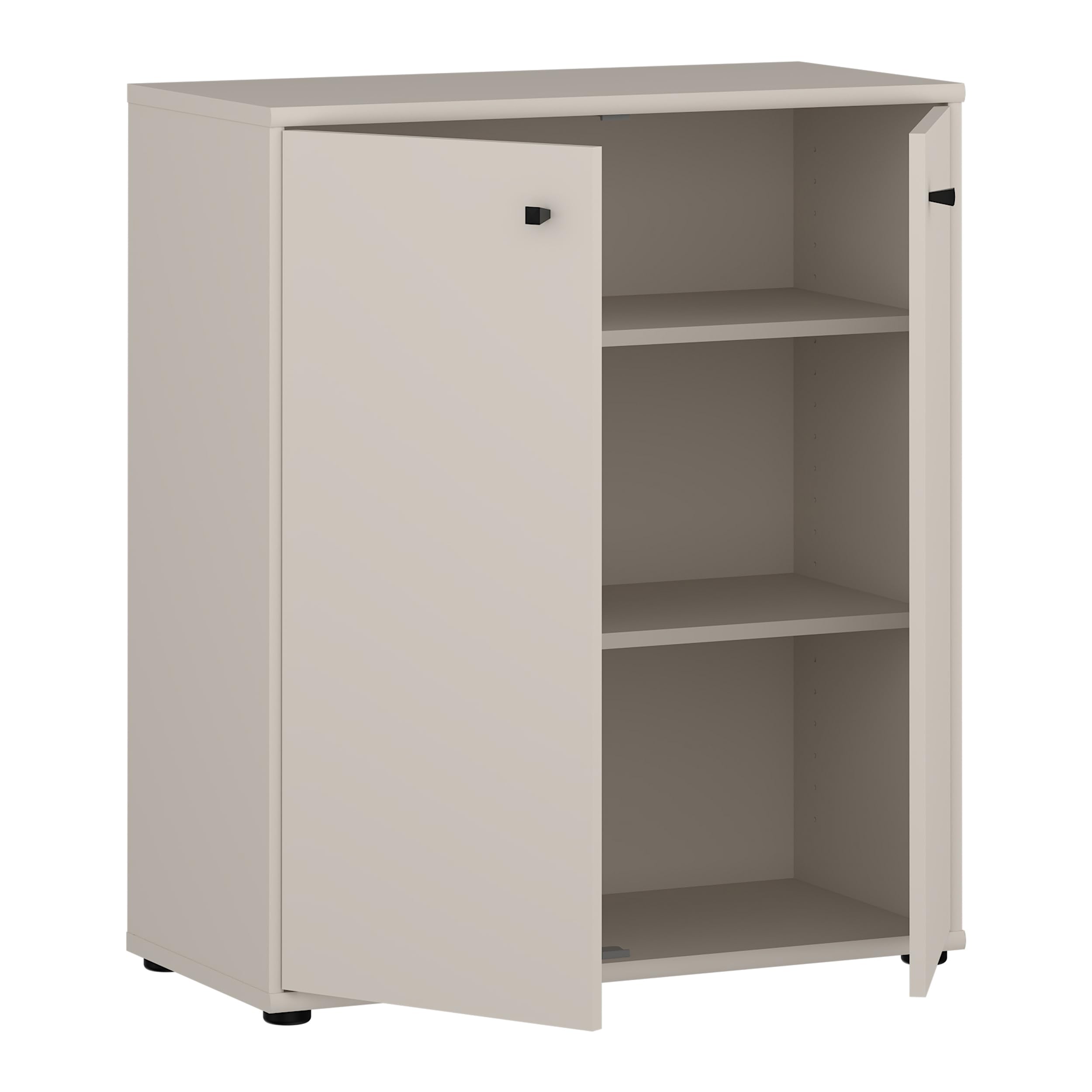 Forte TEMPRA 2 Kommode 70 80, Moderne Kommode 2-türig, Schlafzimmer, Wohnzimmer, Büro, Holzwerkstoff, Kaschmir|Beige, 73,7 cm breit x 85,5 cm hoch x 34,8 cm tief