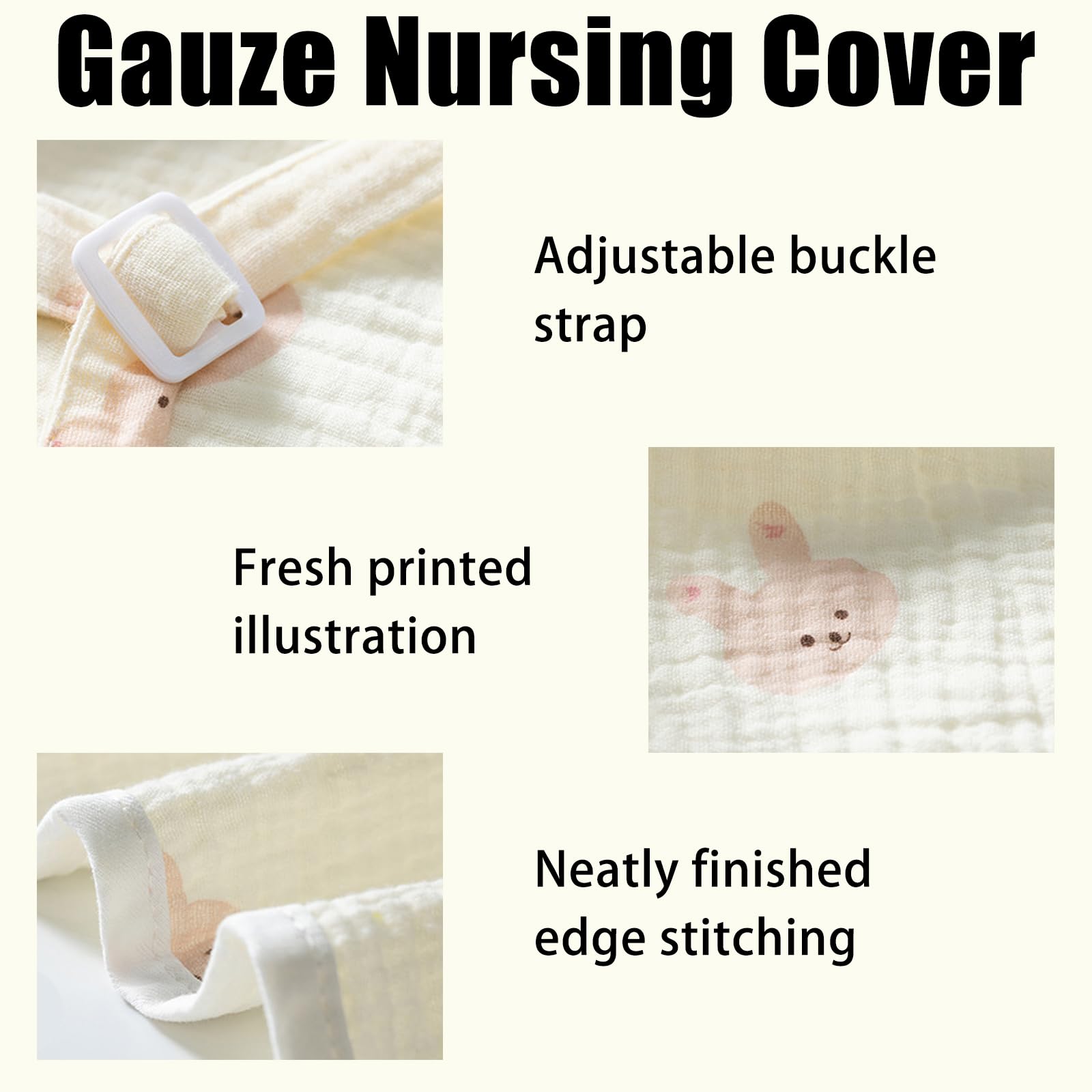 Couverture d'allaitement en mousseline avec sangle réglable, couverture d'allaitement en coton respirant avec moustiquaire pour poussette