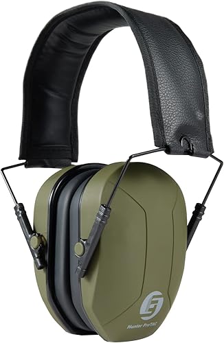 Vista 2 de FUYOU Orejeras de protección auditiva de bajo perfil pasivo para caza, trabajo y estudio Verde militar