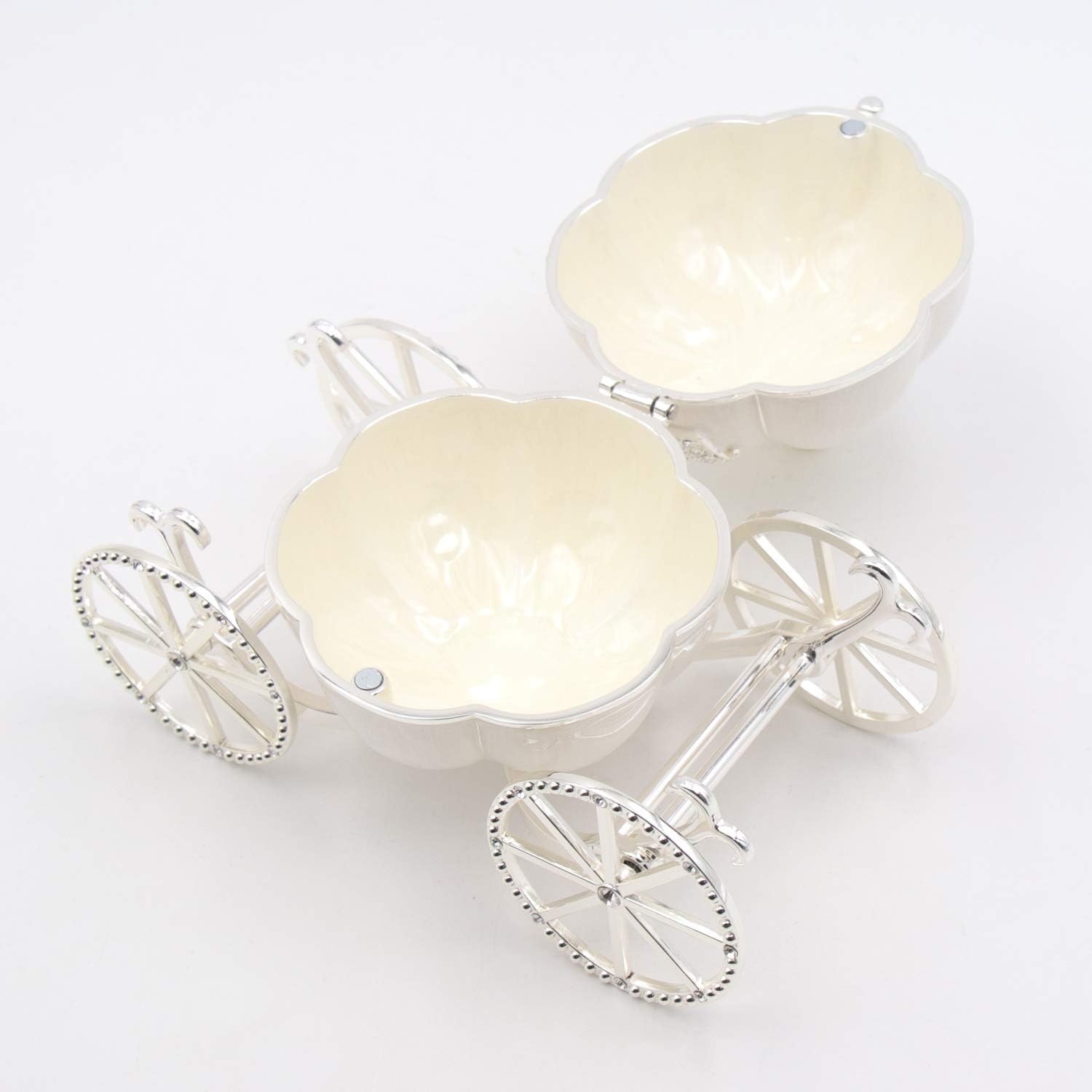 LASODY Crystal Cinderella Pumpkin Carriage Decorative Hinged Jewelry Trinket Box Unique Gift for Family,Jewelry Chests Wedding Valentine‘ Day, Mother’s Day Gifts (Small, Pumpkin Car Jewelry Box) - Image 4