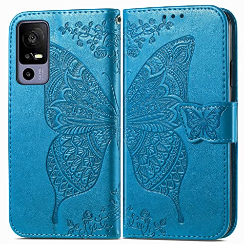 Étui portefeuille Jitterbug Smart4 housse cuir bleu papillon - 4