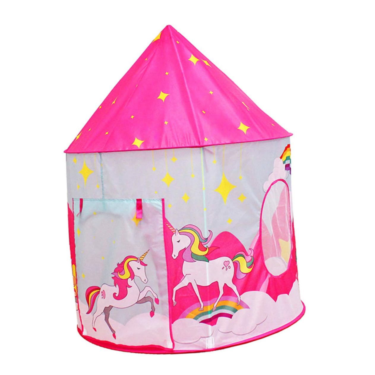 YARNOW Gioco per Bambini a Forma di Unicorno Rosa, Pieghevole Portatile Porta Avvolgibile, Casetta da Gioco Interna per Cameretta, Materiale Ecocompatibile Traspirante e Facile