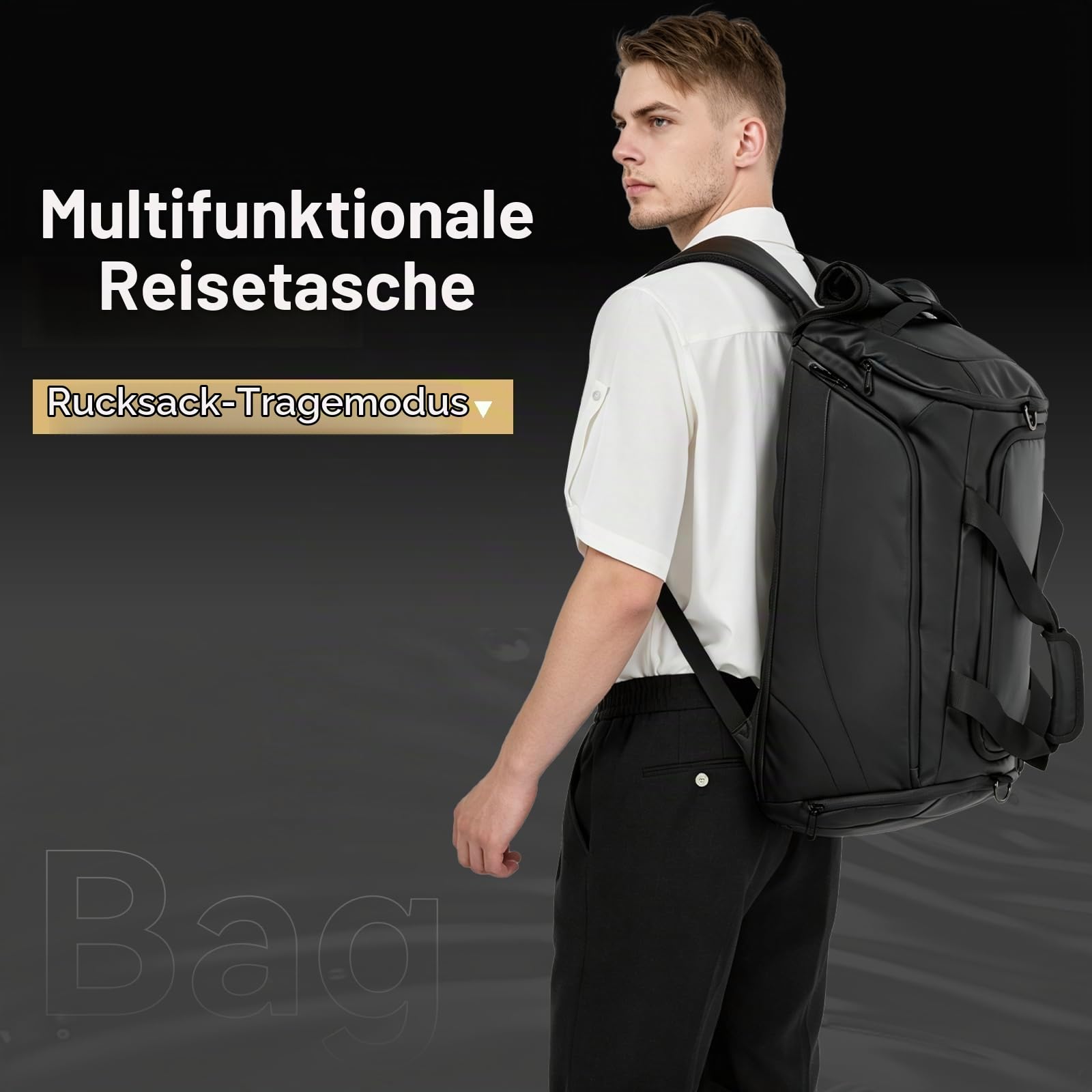 Premium Sporttasche 40L mit Schuhfach & Nassfach & Isolierschicht und Laptopfach, 3-in-1 Rucksack, Robuste & wasserdichte Duffle Bag für Weekender, Fitnessstudio, Reisen, Hochwertige Verarbeitung