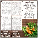 Script Stencils Reusable French Writing Stencils for Painting on Wood Furniture DIY Crafts Canvas Paper Fabric Wall Home Decoration (6pcs Script)