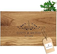 HOFMEISTER® Frühstücksbrett Eiche personalisiertes Geschenk - Geschenkidee für Paare, Familien - Vesperbrett mit Gravur zur Hochzeit, Brotzeit, 24 cm