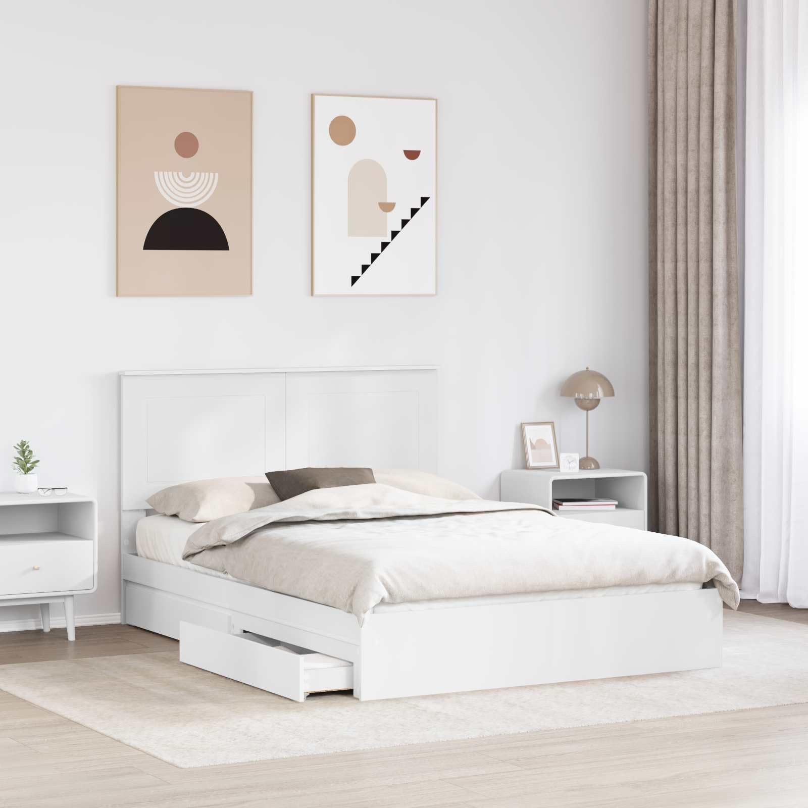 z miejscem do przechowywania nowoczesny design Biały 160 x 200 cm