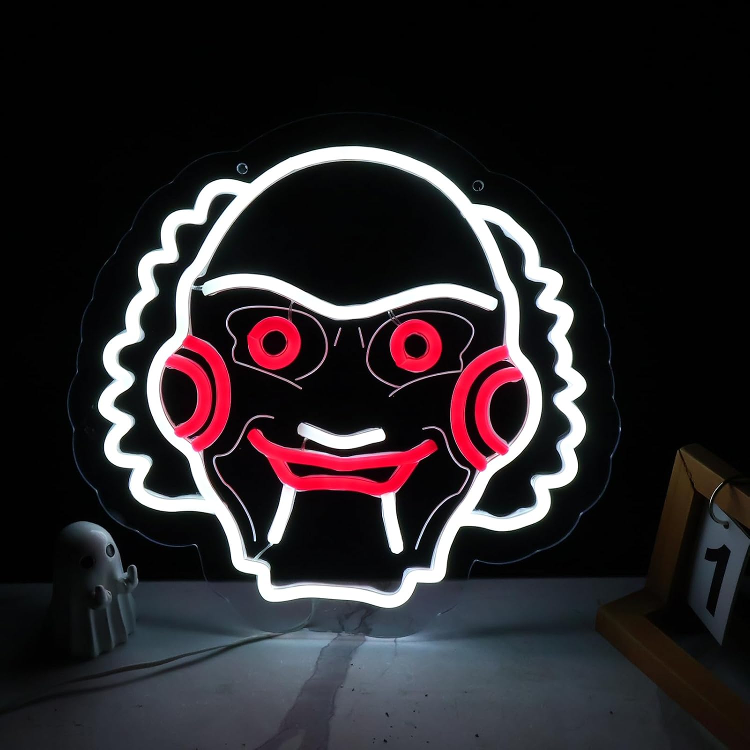 Saw - Billy Neon Signs for Wall Decor, Dimmable Mask Neon Lights with USB Power Decoration for Game Room Garage Man Cave Birthday Party Bar Home Halloween Gift12.8 * 12inch