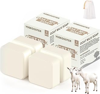 Goats Milk Bar Soap, Natural Face&Body Bath Moisturizing Soap Bar, Gentle on Sensitive Skin Formula, For All Skin Types Men&Women, 2pack*2