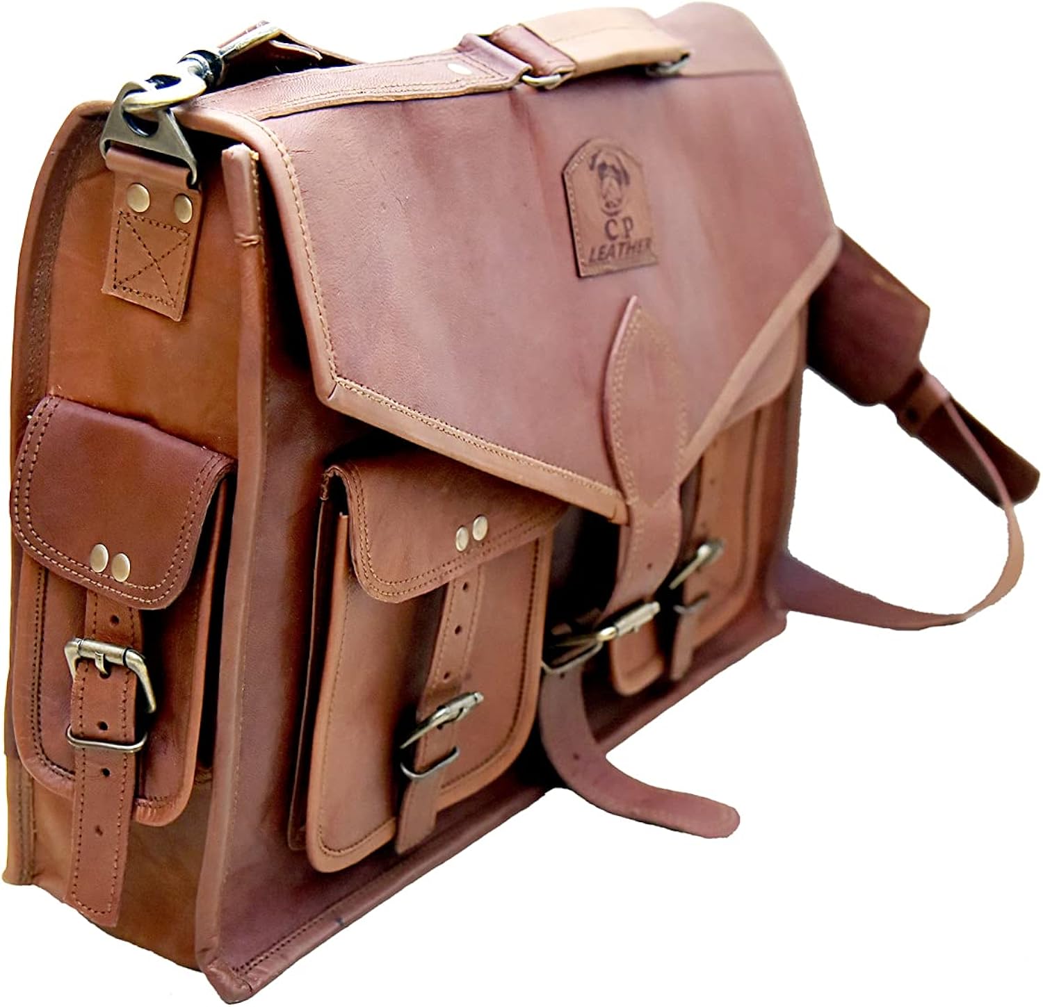 8 Inch Vintage Handmade Leather Messenger Bag Leather Briefcase Laptop Computer Bag Vintage