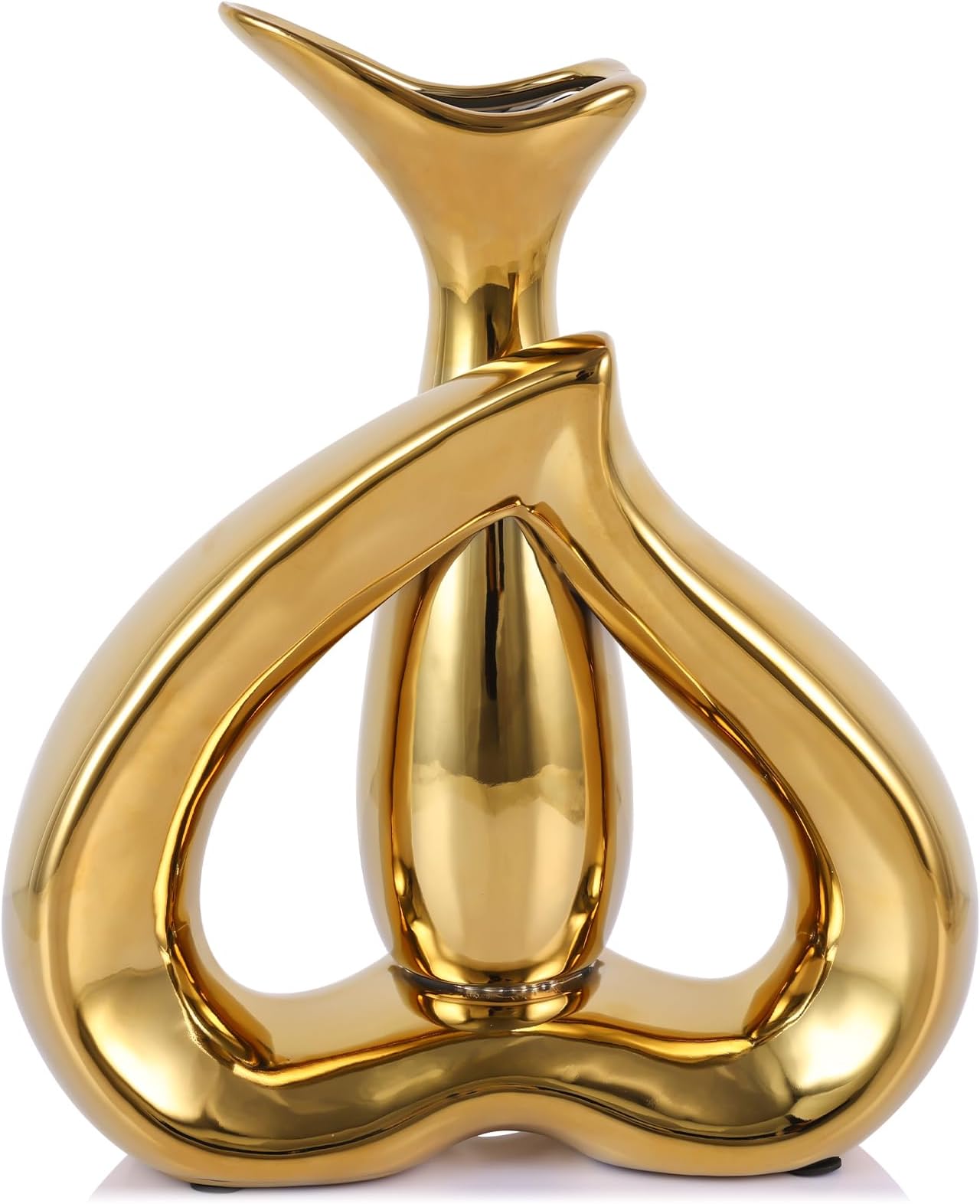 LCCCK Gold Heart Shaped Vase - Modern Creative Love Flowers Vases for Gold Home Decor and Elegant Table Centerpieces Living Room,Shelf, Wedding Jarrones Decorativos