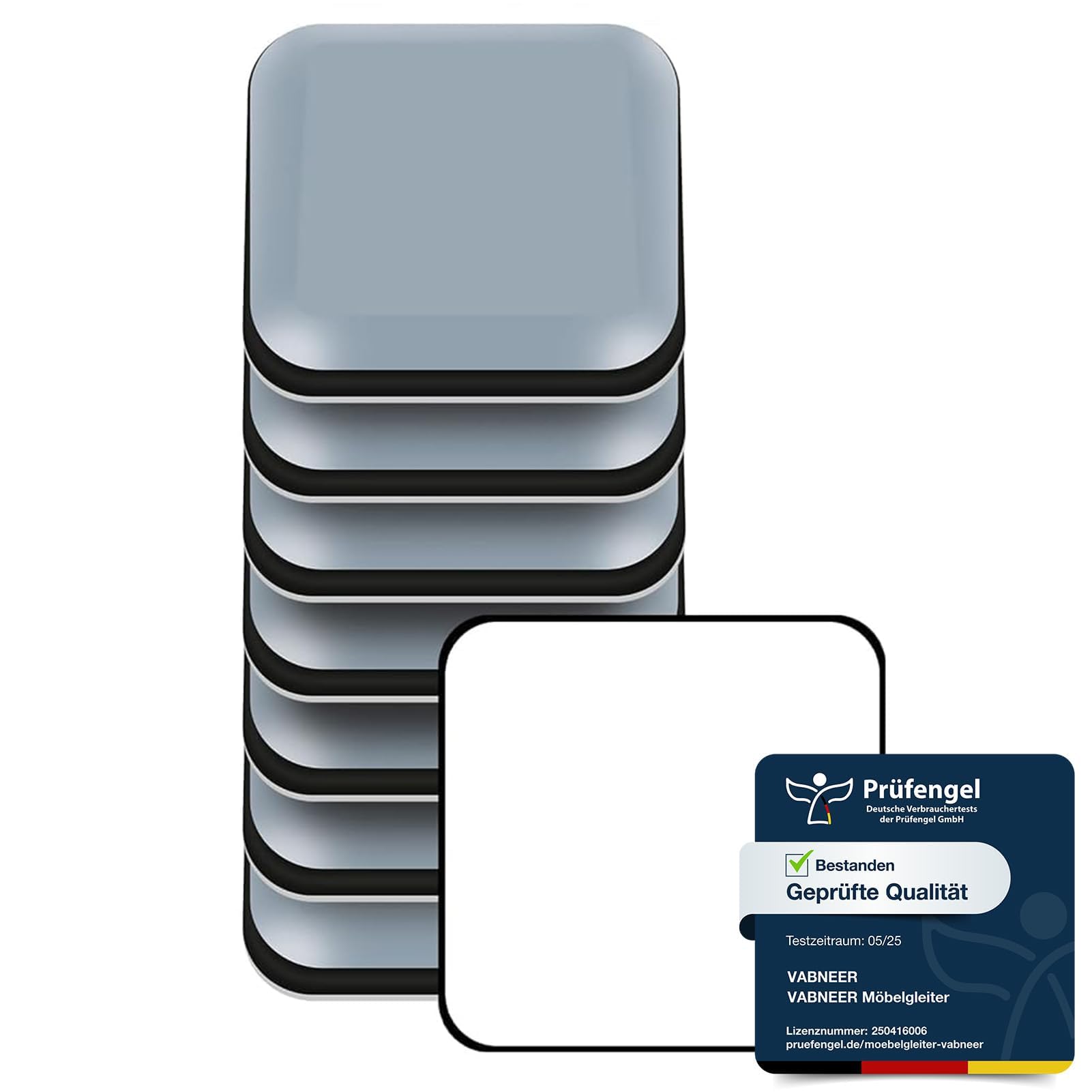 VABNEER Möbelgleiter selbstklebend, 8 Stück PTFE Teflongleiter für schwere Möbel und Stühle, Eckige Möbelschieber mit 50x50mm für Teppich, Laminat, Parkett & Fliesen