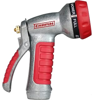 Chapin 4610 Heavy Duty 7-Way Garden Hose Nozzle - Ergonomic Rubber Grip, Adjustable Spray Patterns, Leak-Proof Die-Cast Metal