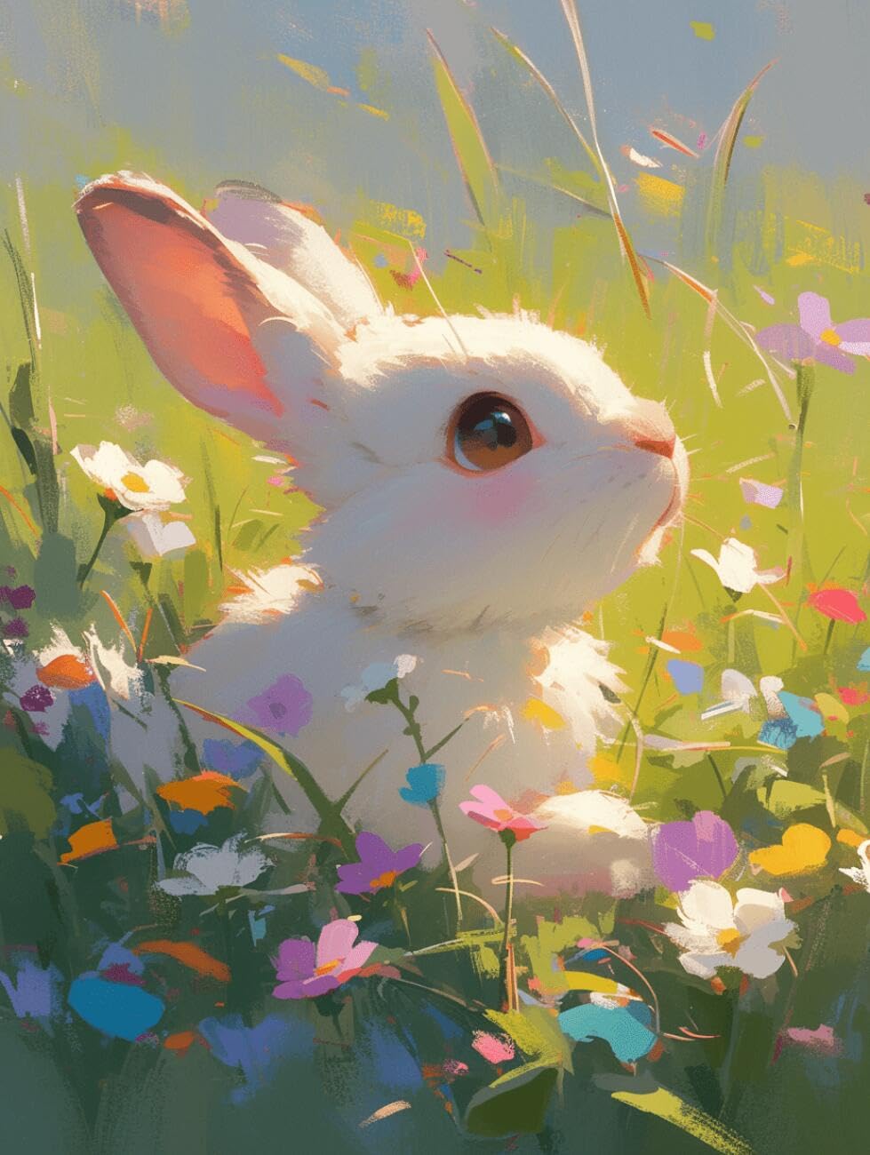 AMBATTERY Animal DIY Bead Embroidery Set Fantasy Rabbit Needlepoint Handcraft Kit DIY Beaded Painting 3D Tapestry Bead Cross Stitch Set 40x50cm