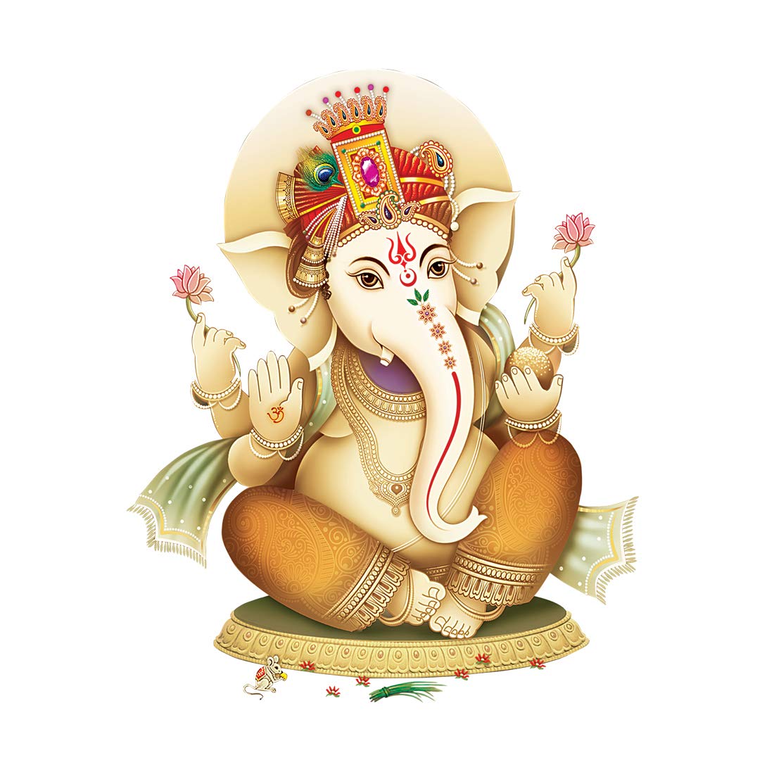 Rangoli Lord Ganesha Wall Sticker | Elegant Ganpati Bappa Sitting Vinyl Wall Decal for Home Temple Living Room | Waterproof Removable PVC Wall Sticker Decor