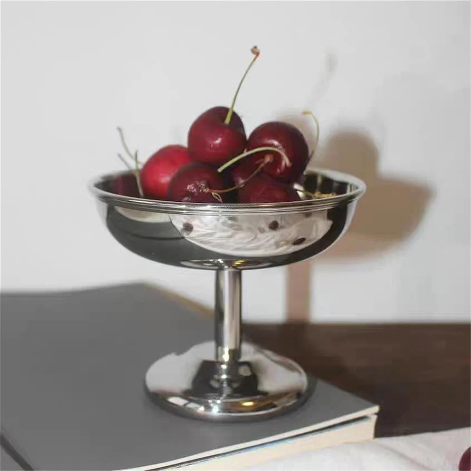 Coppe Gelato 3 pezzi in acciaio inossidabile tazza di gelato dessert insalatiera piatto di frutta piatto di snack tazza di vino multifunzionale contenitore da cucina for la casa Per Dessert(Silver1)