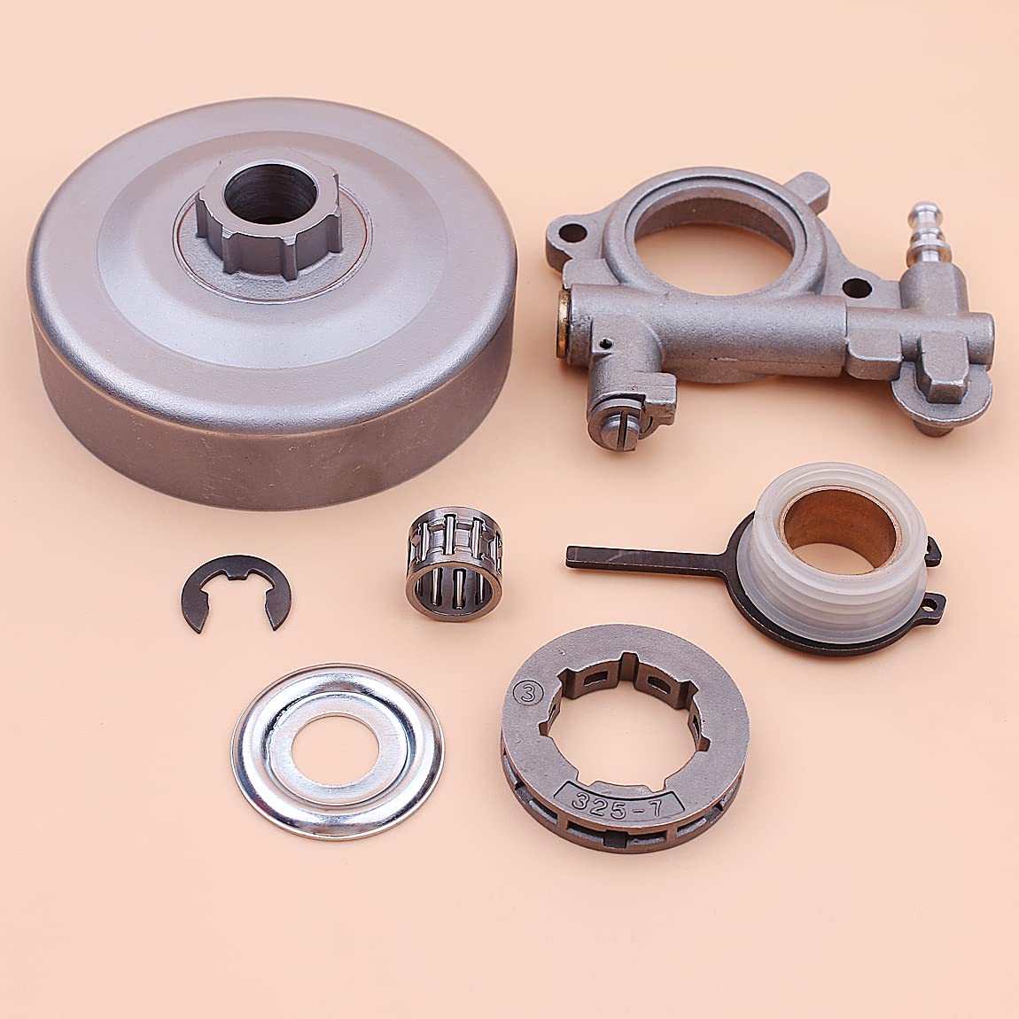 Tambor de Embrague de Motosierra Compatible con Rueda Dentada de llanta 026 MS260, Aceite, cojinete de Agujas, Piezas de Repuesto for Motosierra Motosierra