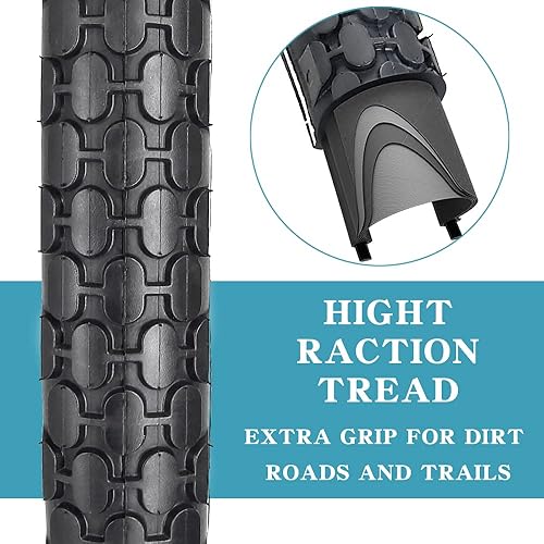 Miniatura 9 de Paquete de 2 neumáticos y tubos de bicicleta Cruiser de 24 x 2.125 pulgadas, 26 x 2.125 pulgadas, pared lateral blancanegra con kit de reparación, 2