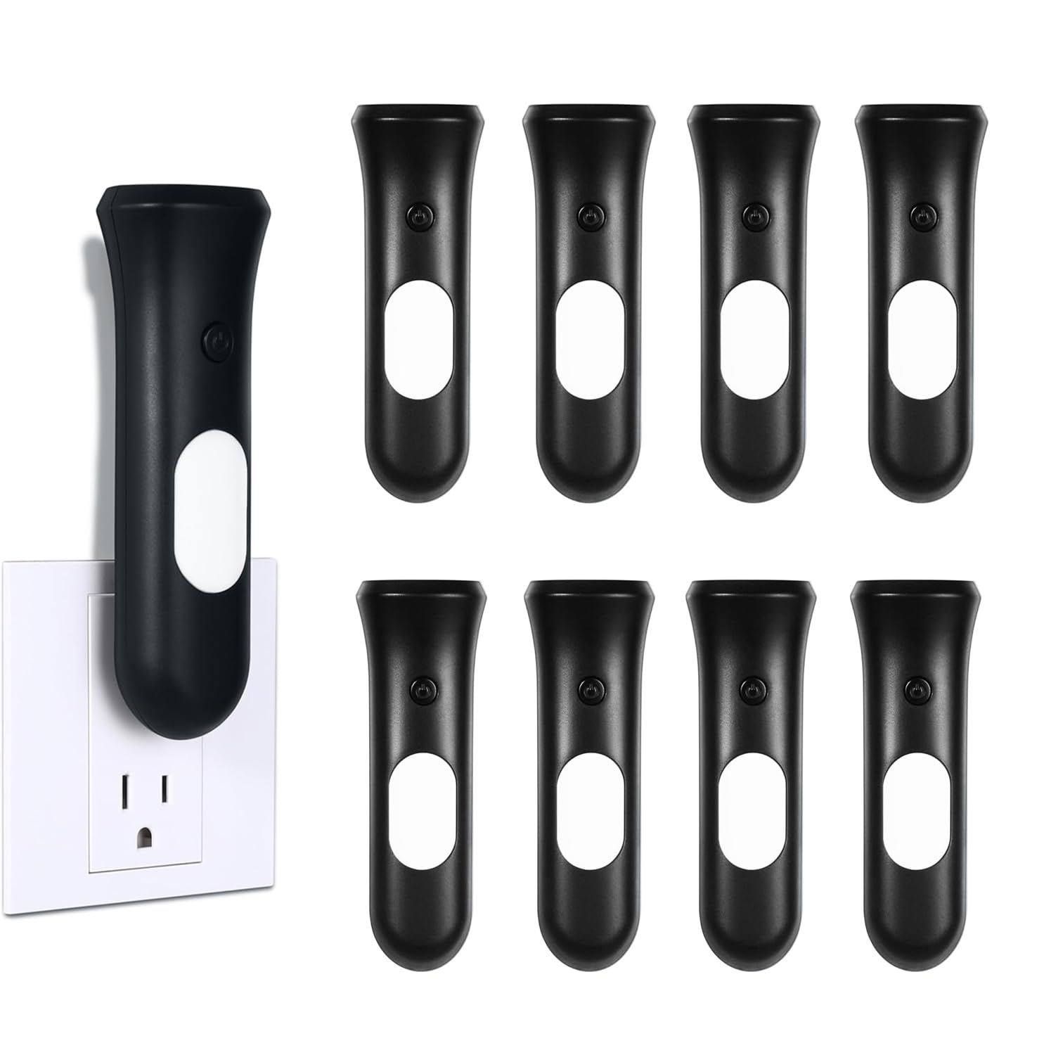 ROSSEX 4 in 1 Emergency Power Failure Lights for Home, 9 Pcs Rechargeable LED Flashlight, Automatic Turn-On Power Outage Light Plug in Wall for Snow Storm Weatheready, Black