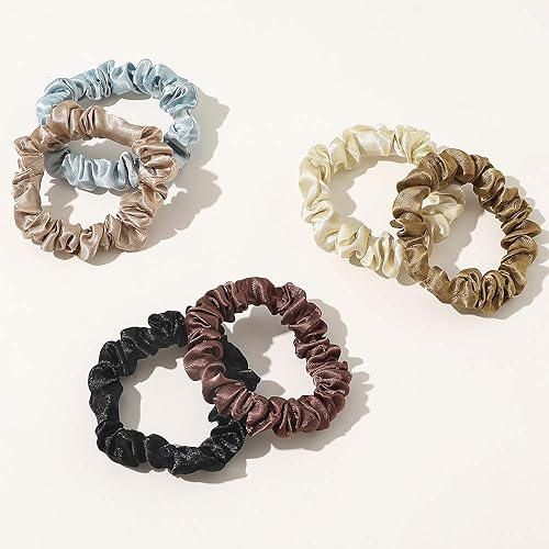 Miniatura 2 de Scrunchies - Lazos de satén de seda para el cabello, bandas para el cabello Elestics para coleta, pequeñas bandas para el cabello rizado grueso, sin