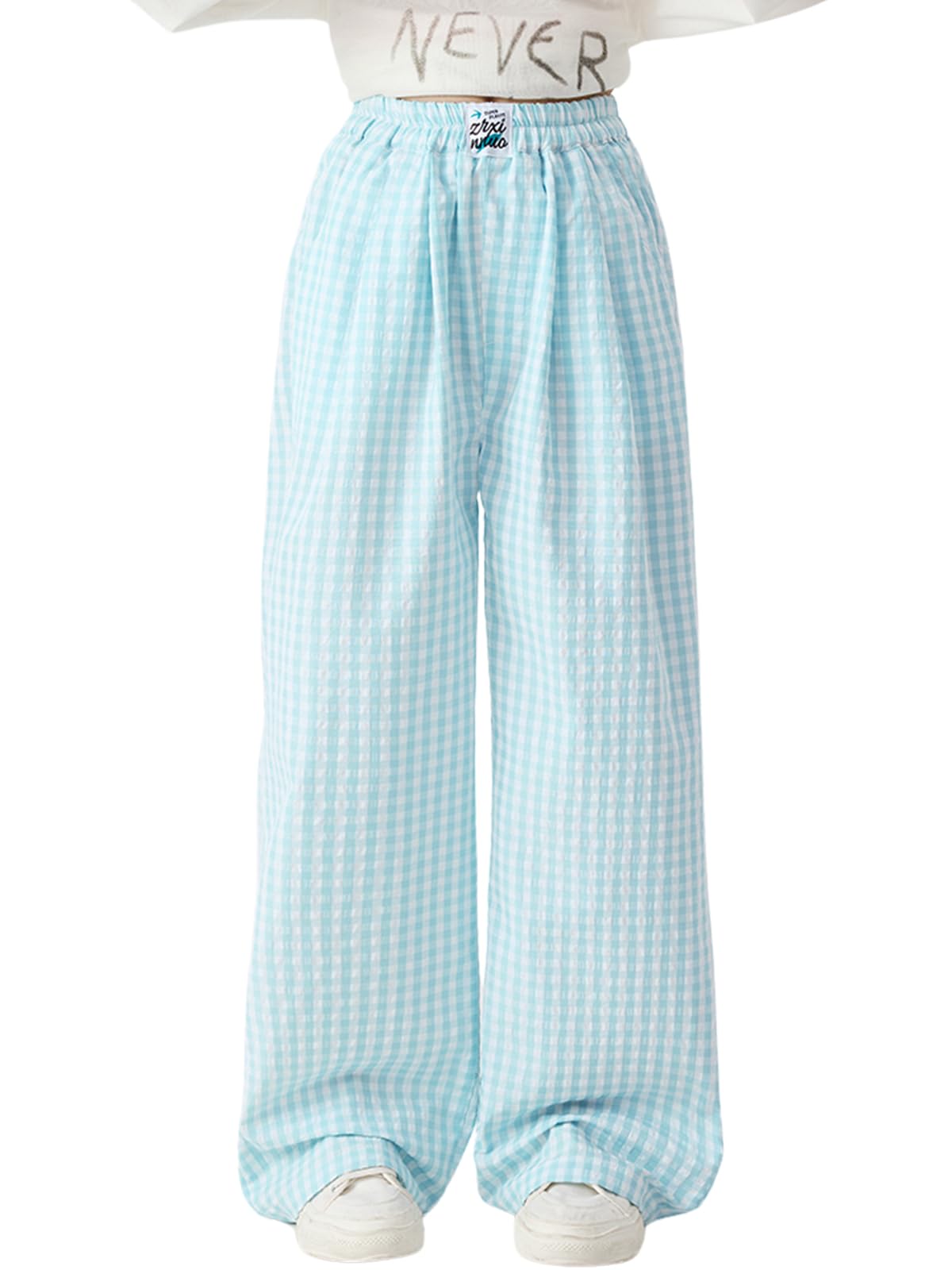 Rolanko Girls Wide Leg Pants Flowy Palazzo Pants for Girls Kids Linen Trousers Loose Fit Casual Beach Travel 6-15Y