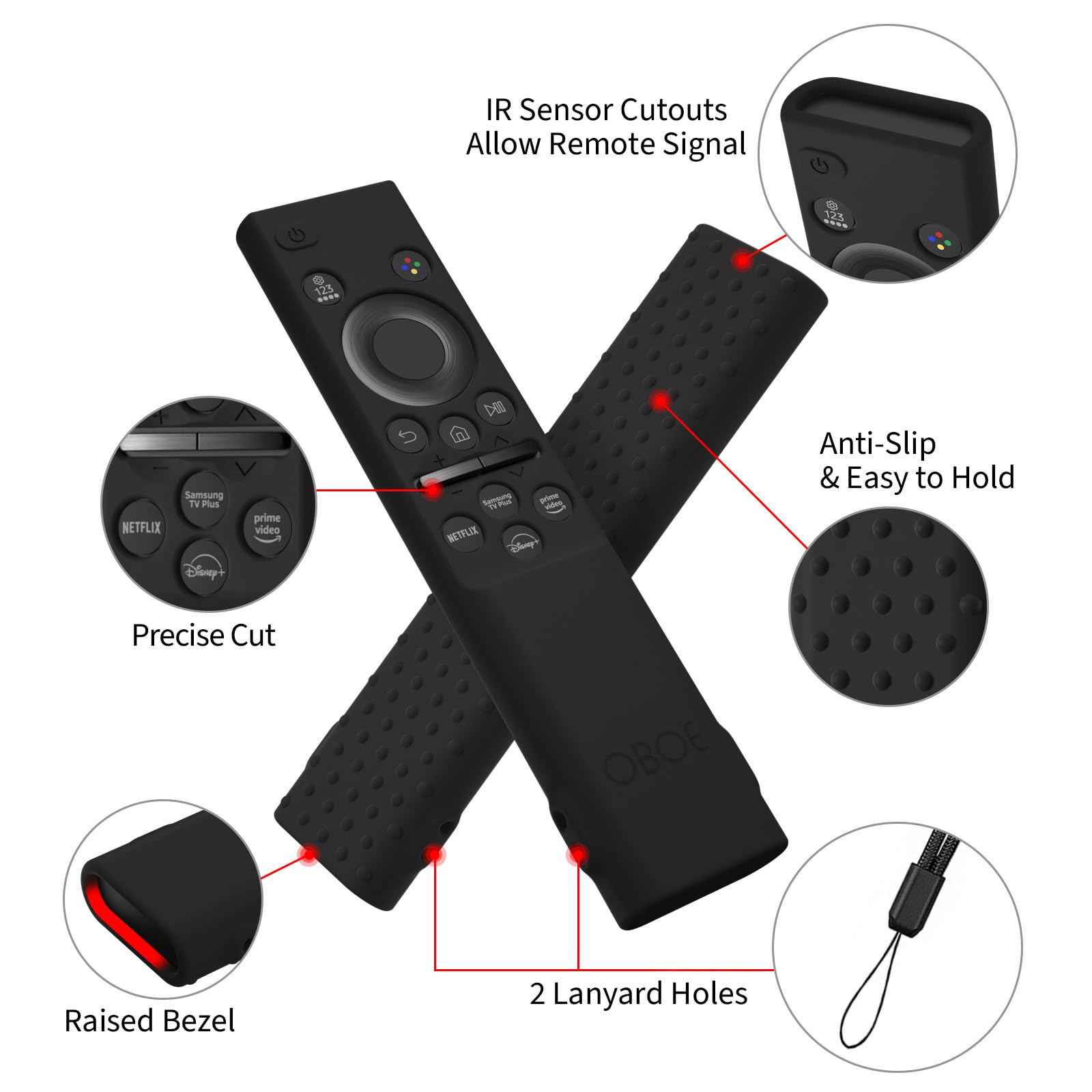 OBOE Silicone TV Remote Cover for Samsung Remote BN59-01311 QLED, Black — Amazon image 2
