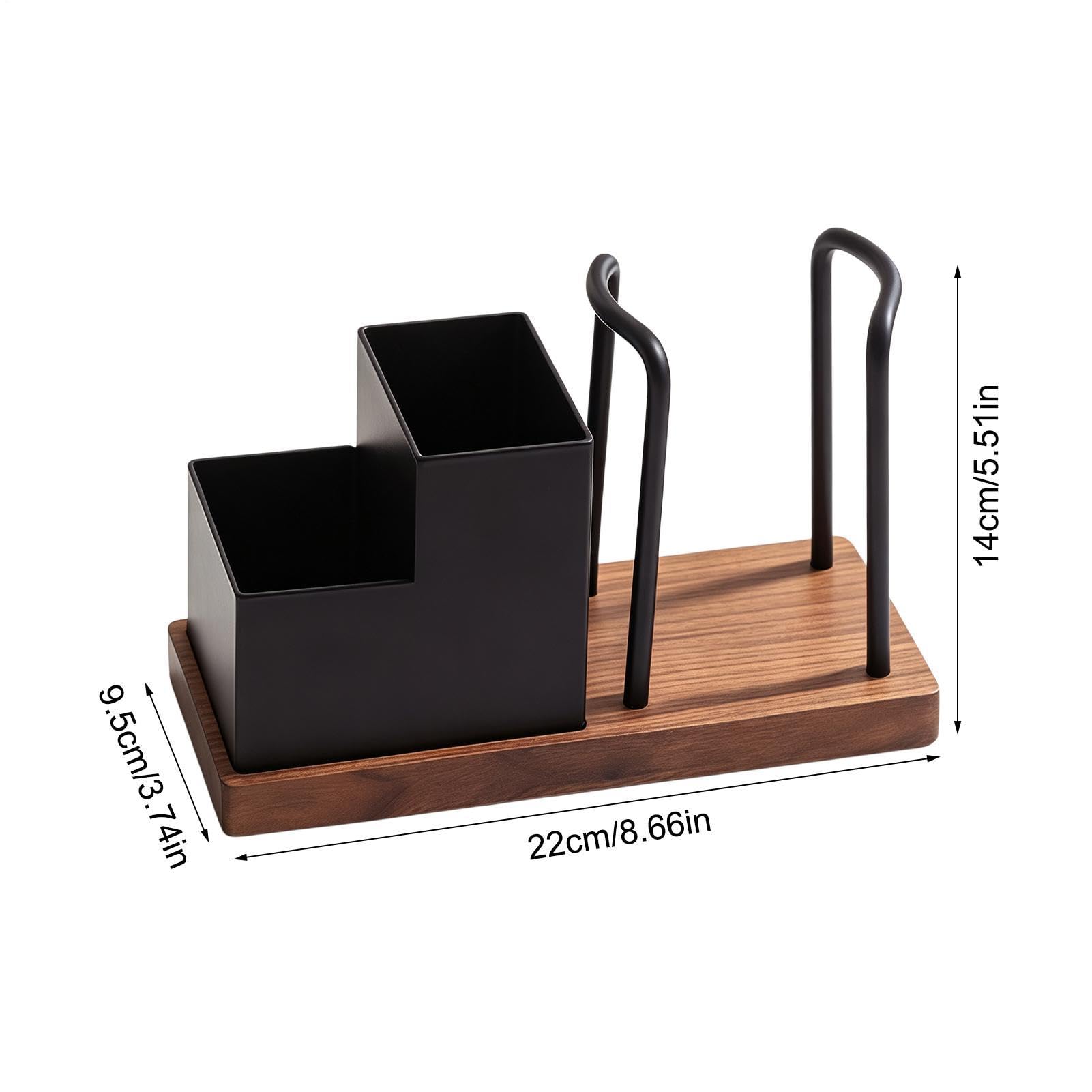 Portabicchieri E Coperchio Con Base In Legno, Organizzatore Di Stoccaggio