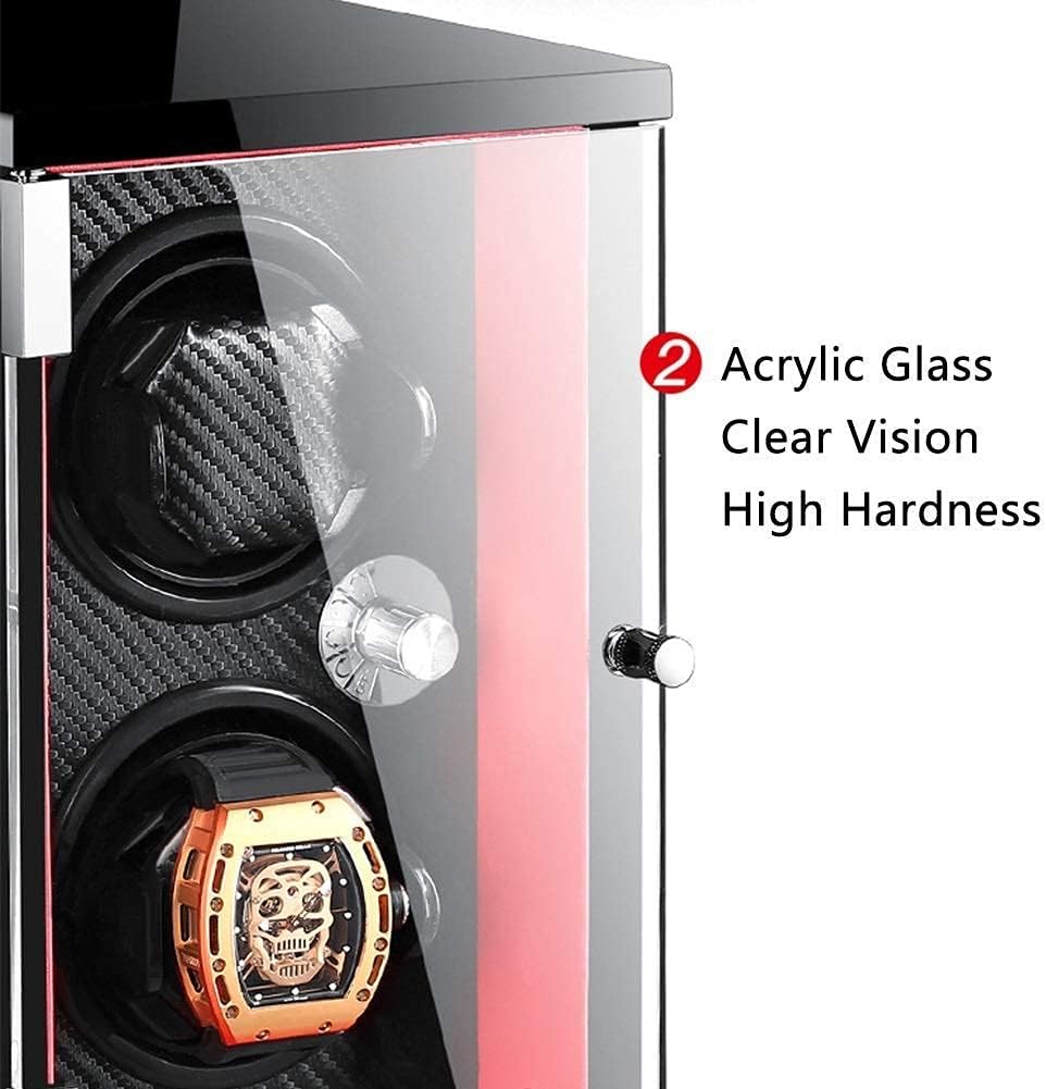Automatic Double Watch Winder Wood Shell Piano Paint Exterior Adjustable Watch Pillows,Quiet Motor Vertical Design Good
