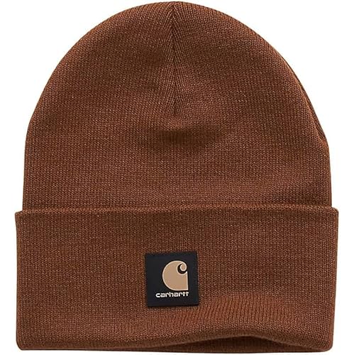 Image of Carhartt CB9013 Big Kids | Knit Acrylic Watch Rubber Patch Hat Beanie Brown | Youth