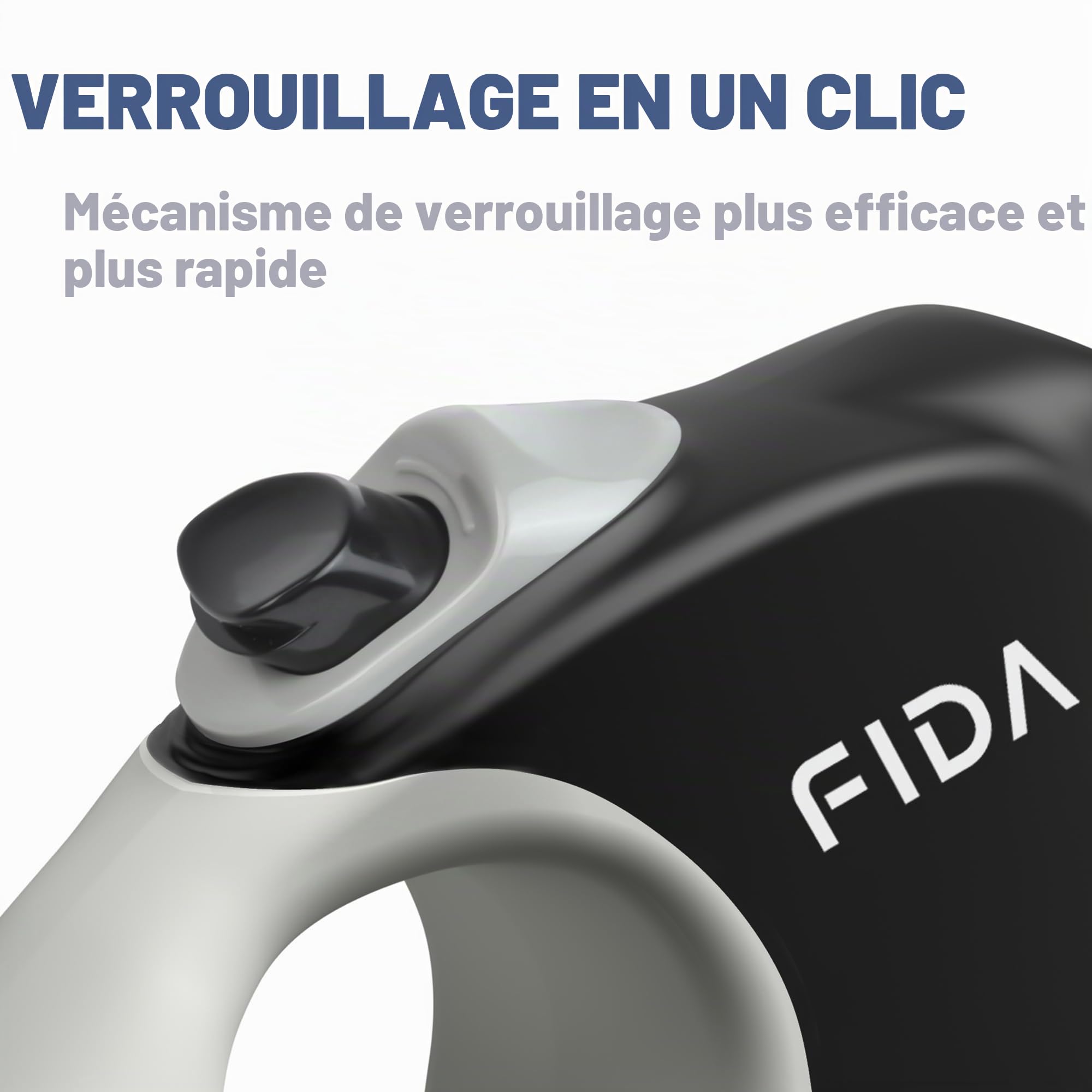 Fida Laisse rétractable pour chien de 9 m, très résistante pour chiens de taille moyenne/grande taille, sans nœuds, pour chiens jusqu'à 50 kg, noir