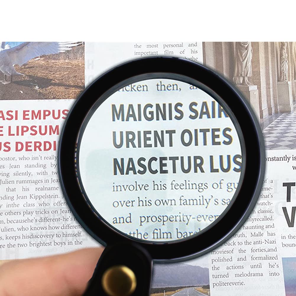 10 x kieszonkowe szkło powiększające, mini składana lupa z czarnym skórzanym etui, obracająca się o 360°, nadaje się do czytania, książek, czasopism, biżuterii