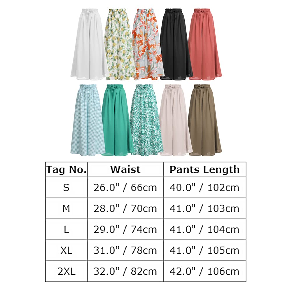 Odizli Pantaloni lunghi da donna eleganti bohémien, in chiffon, a vita alta, larghi, da spiaggia
