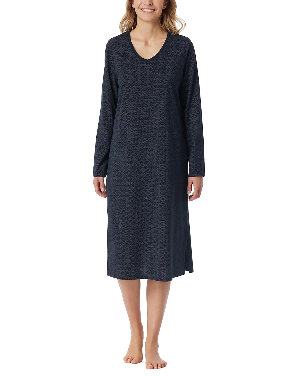 Schiesser Koszula nocna Kobiety Koszula nocna z długim rękawem miękka bawełna 110 cm - Comfort Essentials