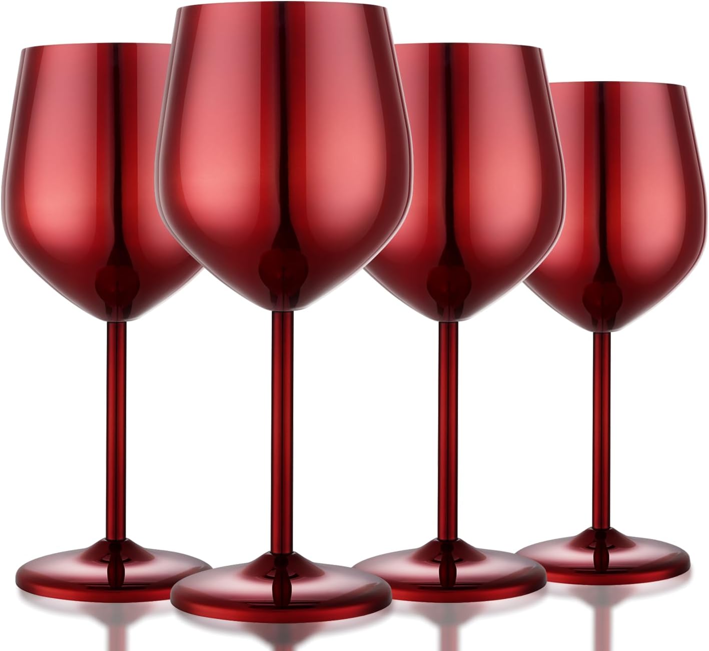 Stainless Steel Wine Glasses Set of 4 Unbreakable Wine Glass 18 oz Unique Metal Wine Goblets for Outdoor, Travel, Camping, Pool, Ideal Gift for Wine Lovers (Mirror-Red) - Image 6