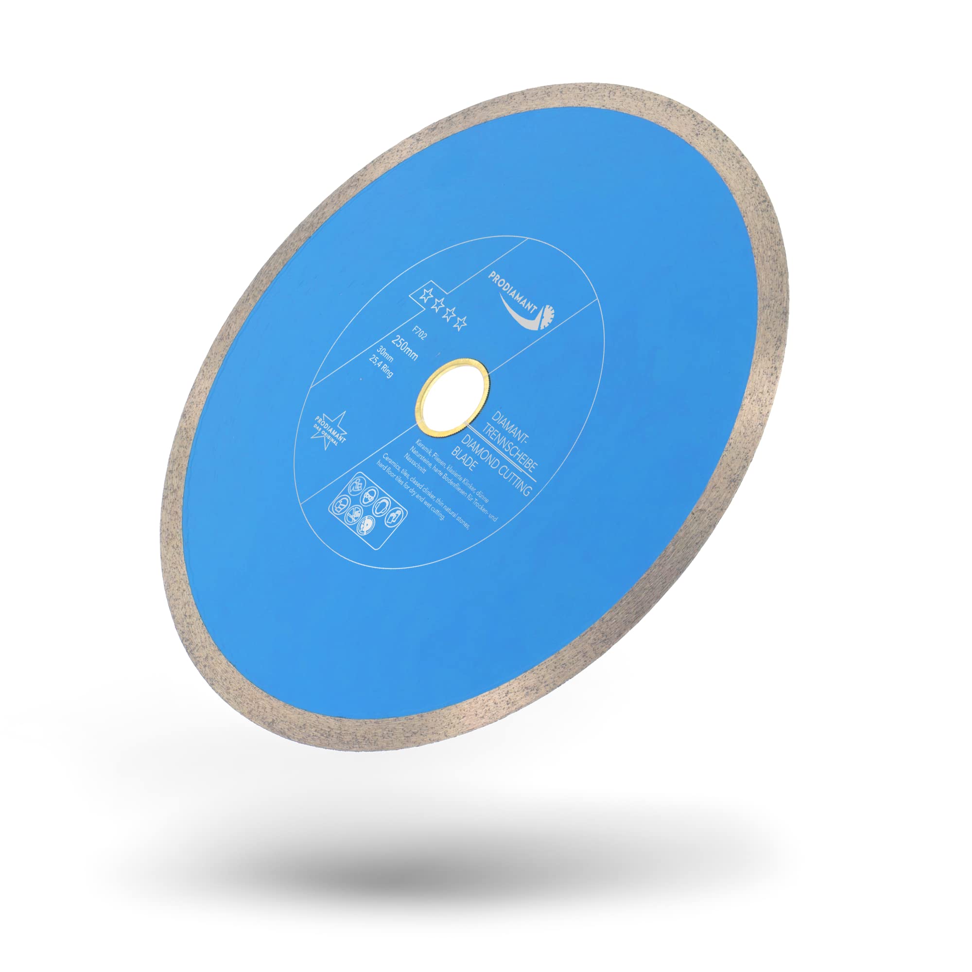 PRODIAMANT Disco da taglio diamantato Tile Professional 250 mm x 30/25,4 mm F702 ProRim no break out su piastrelle smaltate gres porcellanato ceramica e pietra naturale