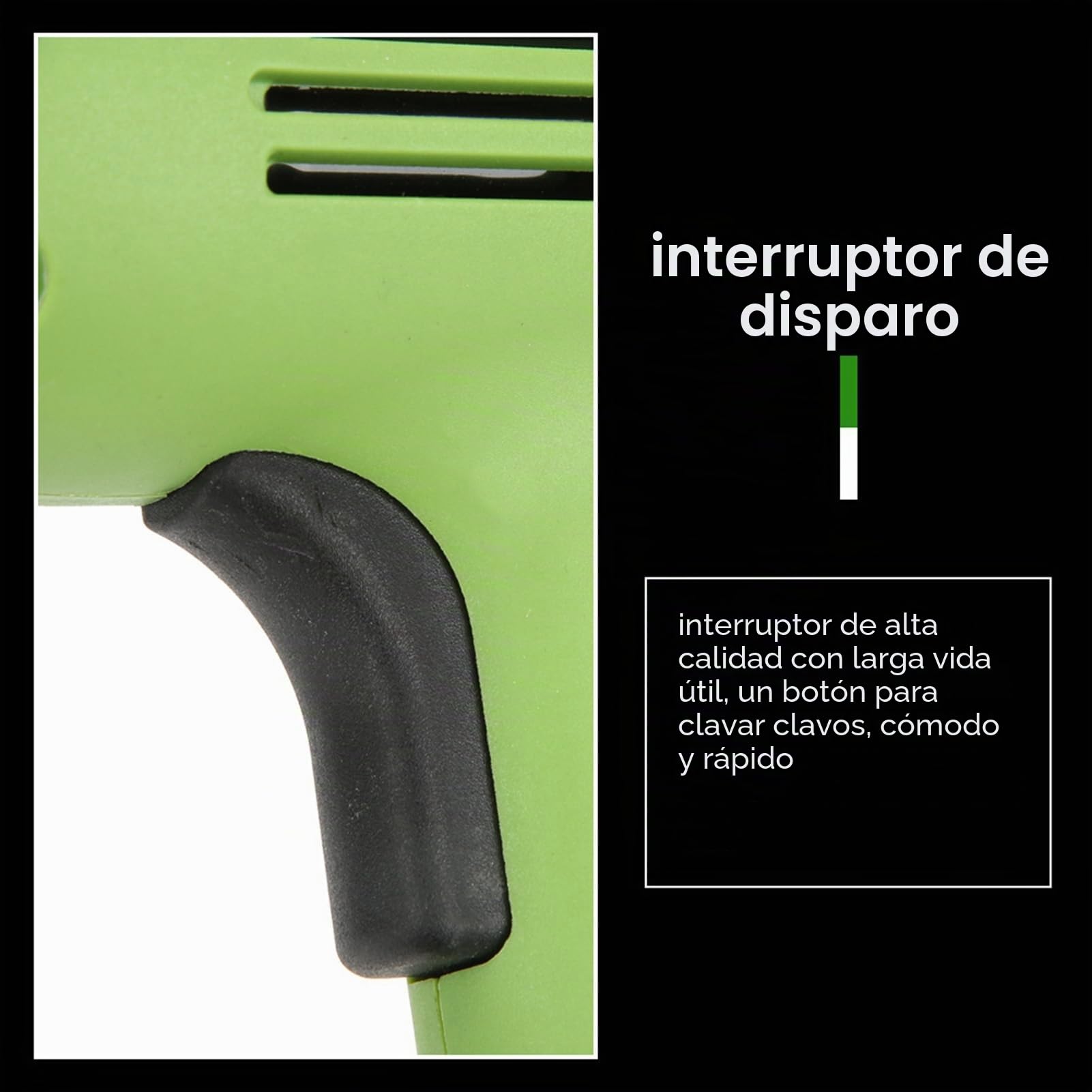 Pistola de Clavos Eléctrica, Clavadora Eléctrica con Cable de 1800 W, Pistola Grapadora Eléctrica con Capacidad de Encuadernación de 100 Clavos con Agarre Suave Ergonómico para