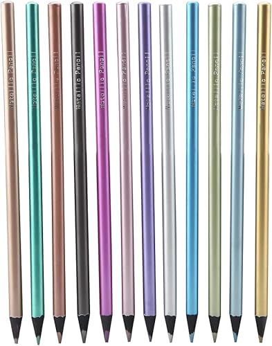 Oumefar Artista de madera Kit de lápices de colores Pluma de colores Lápiz metálico para colorear lápices de dibujo metálicos Pintura infantil