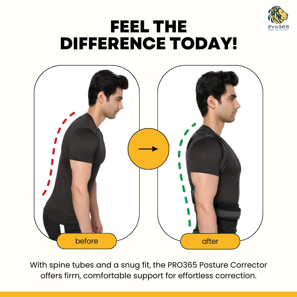PRO365 Full Back Neoprene Posture Belt | Back Corrector | S-XXL Universal Size | Spine Tubes | Premium Body Hugging Fabric | Unisex | Back Support Belt | 1 Year Warranty | - Image 2 thumbnail