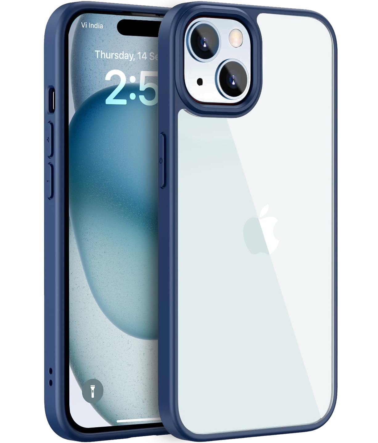 EGOTUDE Compatible with iPhone 15 | Classic Hybrid Transparent Anti-Yellowing Hard Back Cover Case (TPU+Polycarbonate) (Blue) (B0CHGHCPN1) Amazon Price History, Amazon Price Tracker