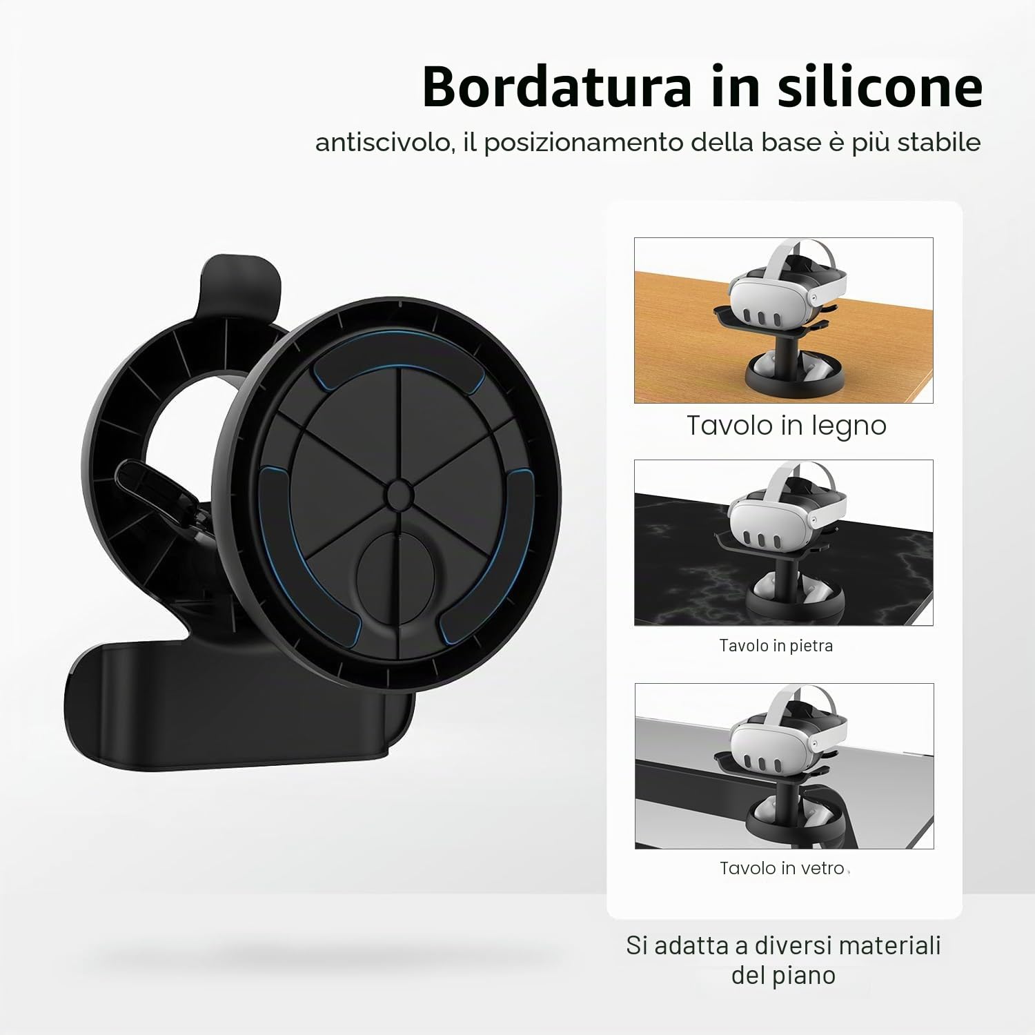 AMVR Supporto per supporto compatibile con Quest 3/Quest 2/Pico 4/Vision Pro/per PSVR 2 - Dock universale per il display delle cuffie VR, stabile staffa per la conservazione della base rotonda