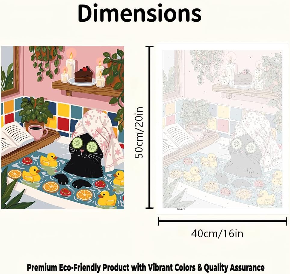 CraftBliss Cat Paint by Number for Adults, Funny Animal Painting by Numbers, DIY Acrylic for Beginners Unframed, Easy Paint by Numbers Adults on Canvas Decor 16x20inch image 2